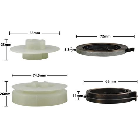 Noyau de soupape de démarrage pour tronçonneuse 45 52 58 avec 2 ressorts de plaque de traction - Démarreur de tronçonneuse simple (1/3)