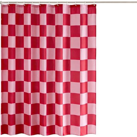 Cortina de ducha a cuadros - Estampado de cuadros vintage - Lavable a máquina - Verde - 180 x 180 cm (1/5)