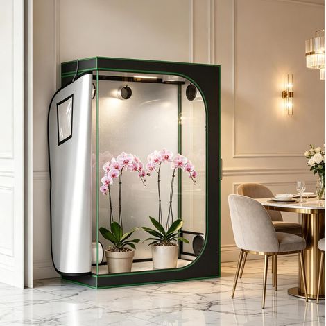 Mini serre d'intérieur 60x120x180 cm acier noir OKMYHOME (1/5)