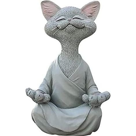 Katzenfigur, Meditations-Yoga-Katze Glückliche Katze, Zen-Katzen-Entspannte Pose Skulptur für den Außenbereich Garten Dekoration Geschenke für Katzenliebhaber