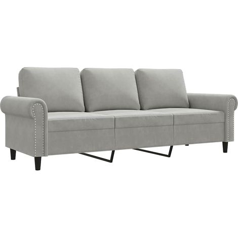 Canapé  Sofa à 3 places Gris clair 180 cm Velours (1/5)