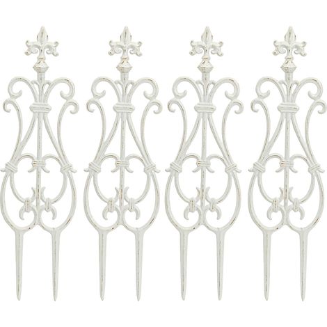 Lot de 4 clôtures décoratives en fonte pour parterre de fleurs, 71,1 cm de haut, bordure de jardin vintage, panneaux de clôture paysagers, piquets de jardin, décoration victorienne (1/5)