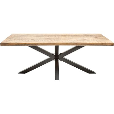Esstisch SOLARA 180 cm – Tischplatte aus massivem Mangoholz und schwarzem Metall