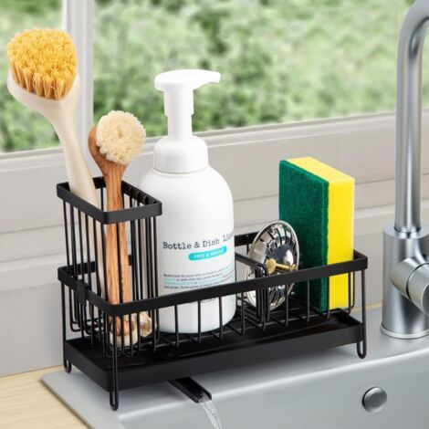 BUNTHAUS Porte Evier Cuisine,Organisateur Evier Cuisine,Rangement Pour Éponge,Support Eponge evier,Porte Éponge avec Plateau D'égouttage Amovible Sink Caddy Kitchen Organizer (1/5)