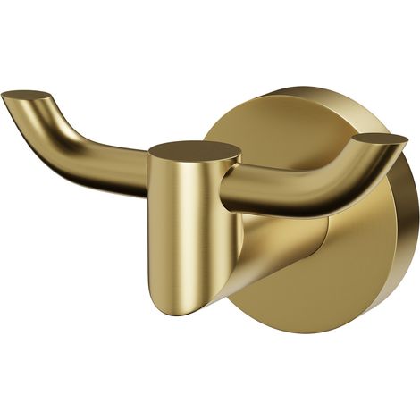 Colore Orbit Brushed Brass Wall Mounted Double Robe Hook (1/5)
