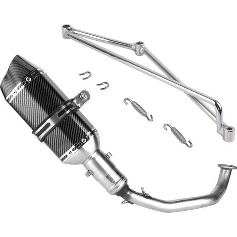 Collecteur de Système D'échappement Complet + Silencieux D'échappement en Fibre de Carbone, Collecteur D'échappement en Acier Inoxydable, Tube D'échappement Complet adapté pour (1/5)