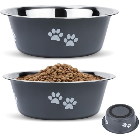 Gamelle Chien Inox - Acier Inoxydable Antidérapante - Pour Eau Et Croquettes - Petit Et Moyen Chien - Lot De 2 (1/5)