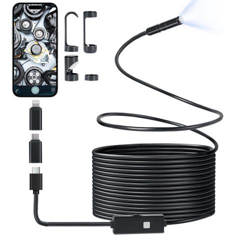 Endoskopkamera, Industrieendoskop, Schlangenendoskop-Inspektionskamera 1080P HD, IP67 wasserdichte 8-mm-Endoskopkamera mit 8 LED-Leuchten für Smartphone und Tablet (5 m) (1/5)