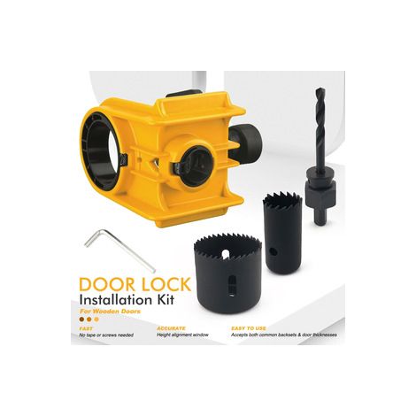 Perce‑trou pour serrure à cylindre – Uniquement pour porte en bois – Outil de perçage précis pour l’installation de verrous à billes – Accessoire de menuiserie pour bricoleur (1/4)