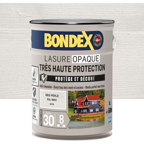 Bondex – Lasure extérieure opaque très haute protection 8 ans – 5L – Gris perle RAL 9002 – Satin – Anti-UV et fongicide