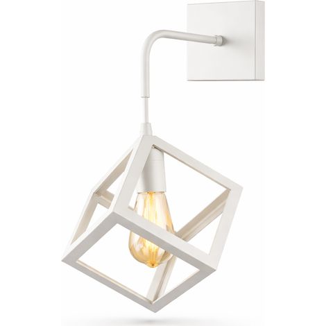 Applique da Parete Cubo E27 Moderna in Alluminio per Interni Bianco