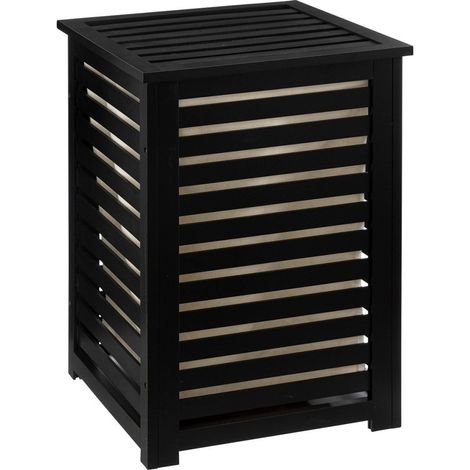 Panier à linge 65L bois noir (1/3)
