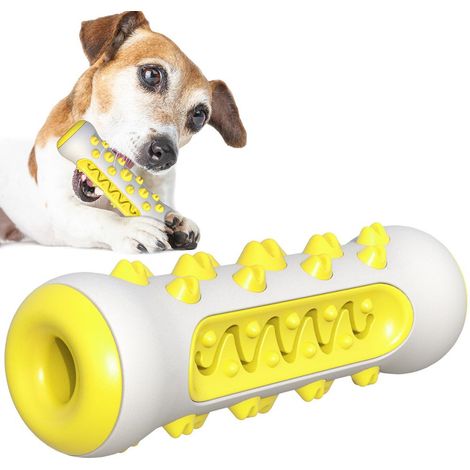 Ein unzerstörbares, quietschendes Hundespielzeug, ideal für Hunde, die gerne kauen und sich pflegen – Gelb