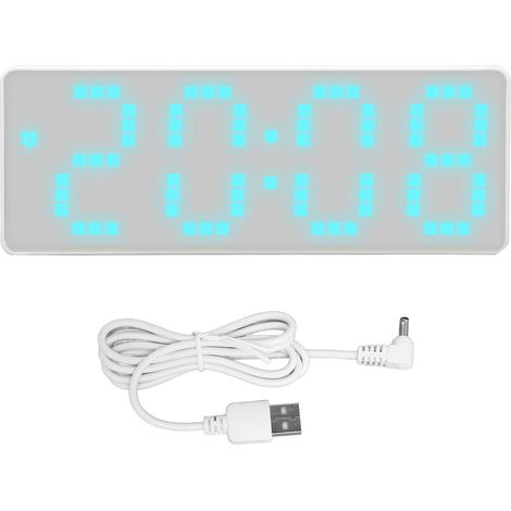 Horloge murale miroir multifonction avec LED temps, date, température, réveil électrique design simple élégant pour chambre salon bureau (1/5)