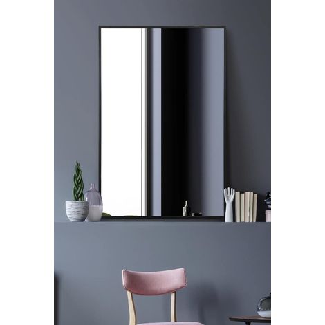 Miroir Mural Moderne avec Bords en Aluminium Noir 90 x 60 cm (1/5)