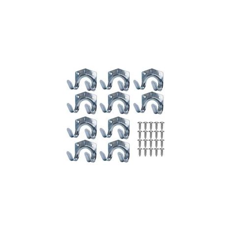 Crochets de Rangement en Métal, Porte-Outils en tôle d'acier, Support Mural pour Outils de Jardin Muraux Doubles en U en Acier pour Garage, Remise, Entrepôt, Ferme, établi (Lot de 10) (1/5)