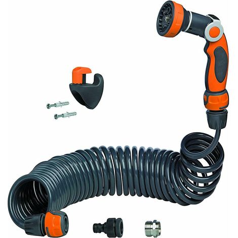 Tubo Estensibile da Giardino a Spirale + Raccordi Pistola Innaffiare Irrigare GF (1/3)