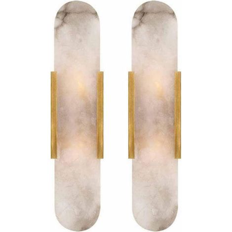 Aplique de pared alabastro natural, lámpara de tocador de baño, piedra blanca (2 uds)