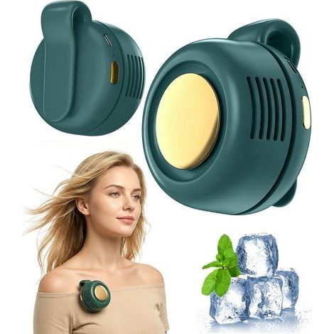 Mini Ventilateur à Clip Portable – 3 Vitesses, Sans Pales, Silencieux, Rechargeable pour Bureau, Voyage, Extérieur (Vert) (1/5)