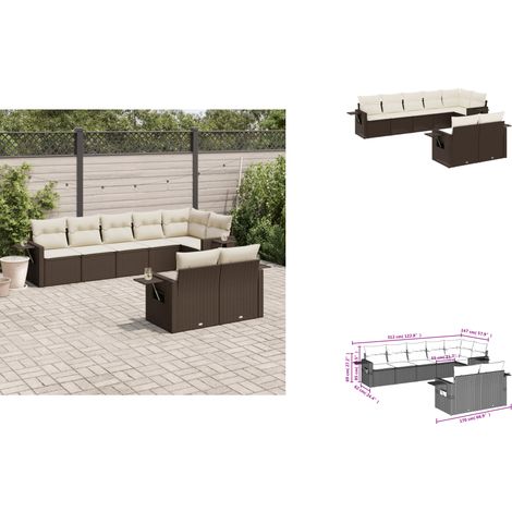 8-tlg. Garten-Sofagarnitur mit Kissen Braun Poly Rattan - Gartenmöbel - Sofasatz - Rattan Möbel - Outdoor Möbel - Lounge Set (1/3)