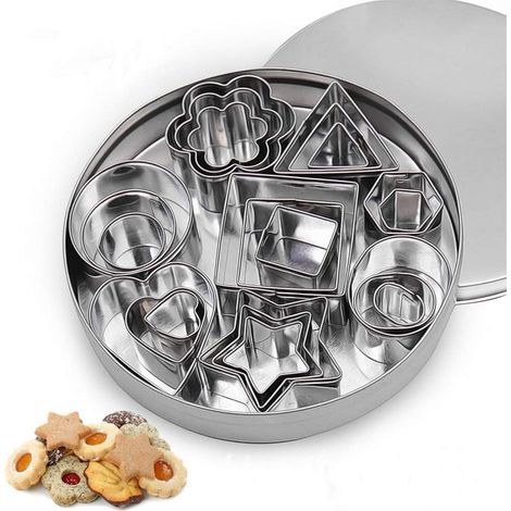 Emporte Piece Patisserie, Lot de 24 Mini Forme Géométrique Biscuit, Emporte-pièces en Acier Inoxydable pour Gâteau Fondant Biscuit Cookie Pâtisserie-Fei Yu (1/5)