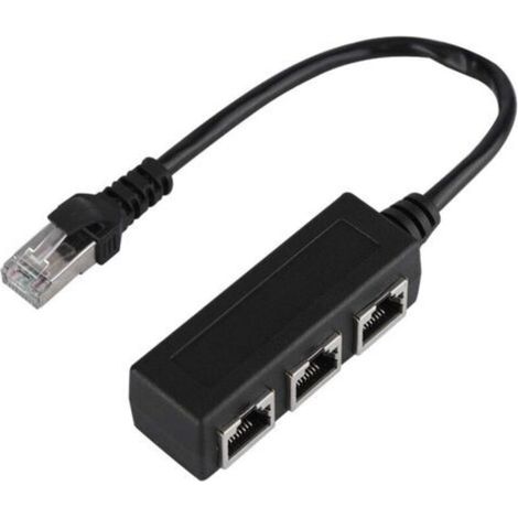 RJ45 Male to 3 Female Ethernet Extension Cable - 24cm LAN Network Adapter - Gold Plated Core for Efficient Transmission (1/5)