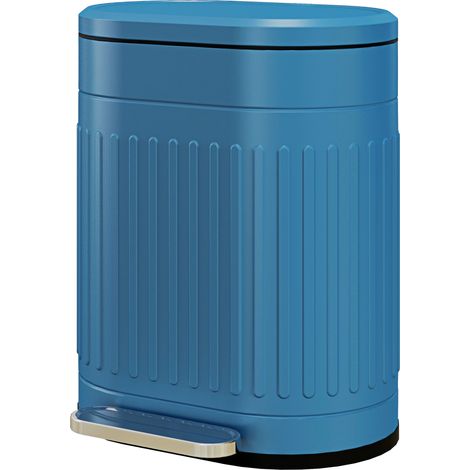 Poubelle à pédale 20L couvercle à fermeture douce seau intérieur amovible bleu 36,5 x 31,2 x 45 cm (1/5)