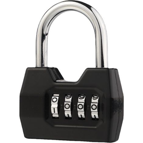 Cadenas à combinaison à 4 chiffres pour armoire extérieure étanche, idéal pour les armoires d'école, de gymnase, de sport, les clôtures et les portails (noir, lot de 1) (1/5)