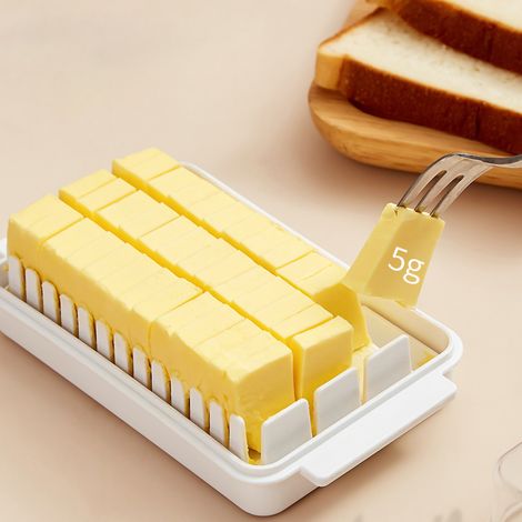 Boîte à beurre avec couvercle transparent Cutting Wizard, boîte à beurre multifonctionnelle pour réfrigérateur, blanche (1/4)