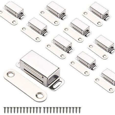 BUNTHAUS (Argent 10 Pack)Aimants d'armoire Loquet de porte d'armoire pour cuisine Salle de bain Placard penderie Fermetures de placard Loquet de tiroir de porte d'armoire (1/5)