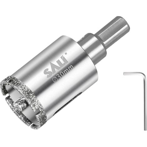 Mèche diamantée 30mm Scie cloche diamantée avec foret de centrage Mèche à verre à revêtement diamant 45 acier Couronne creuse à carrelage Pour percer dans la céramique (1/5)