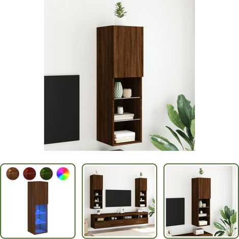 LED-Leuchten - TV-Schrank mit LED-Leuchten Braun Eichen-Optik 30,5x30x102 cm (1/5)