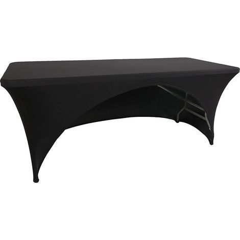 Nappes extensibles de 1,8 m pour tables rectangulaires avec dos ouvert, housses de table de patio rectangulaires en élasthanne, mariage, fête, cuisine, décoration d'événement de beauté - Noir (1/5)