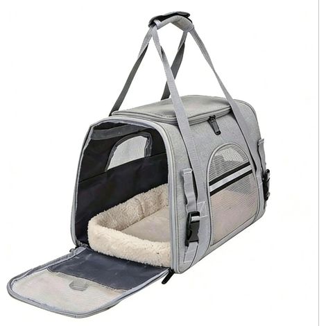 Flugtauglicher Haustierrucksack für Katzen und Hunde bis 9 kg, weiche Reisetragetasche mit atmungsaktivem Netzgewebe, universelle Passform (1/5)