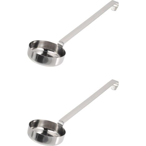 2pièces Louche à Sauce Acier Inoxydable Spatule Plate Multi-usage Pour Pizza Soupe Et Sauces Ustensile De Cuisine Avec Crochet Pratique Pour Mesurer Et Servir (1/5)