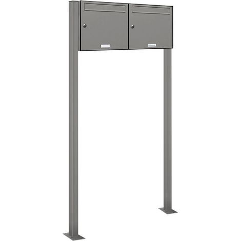 2er Premium Standbriefkasten RAL 9007 freistehend Postkasten Ständer 2x1 (1/5)