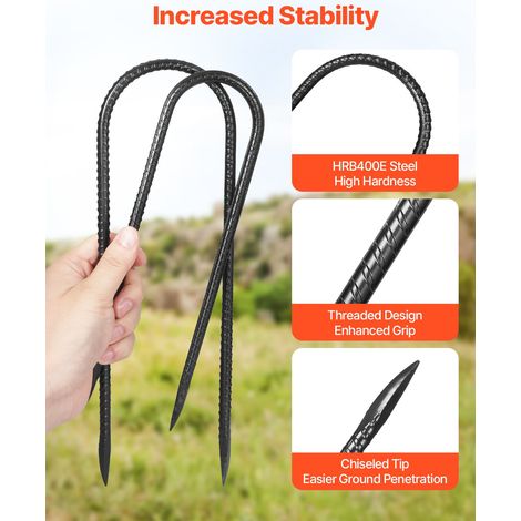 Piquets Armature Ancrages de Sol Forme U Acier Galvanisé 304 (1/5)