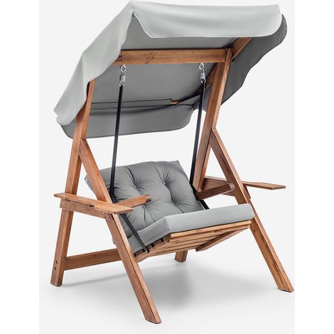 Gartenschaukel aus Holz mit Überdachung Galata Swing - Grau