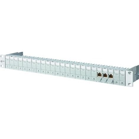 Metz Connect E-DAT modul 24x8(8) 1HE Patchfeld Cat.6A, lichtgrau 130920-E (1/5)