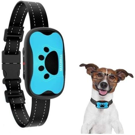 Collier Anti-aboiement Chien, Vibration et Bip Collier Anti-aboiement Dispositif pour Grand Moyen Petit Chiens, Réglable Collier Dressage Automatique 7 Niveaux de Sensibilité - Bleu (1/5)