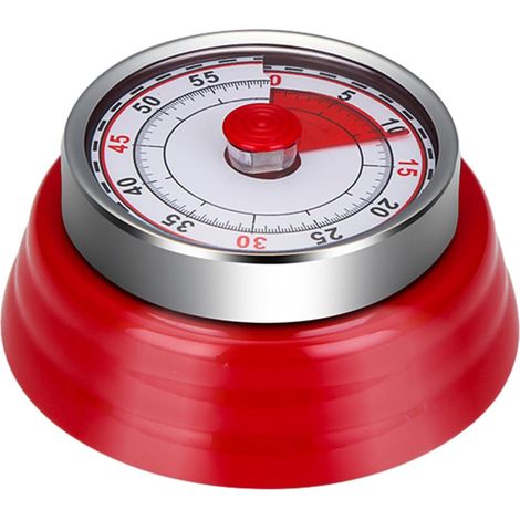 Timer Enfant Apprentissage Minuteur Cuisine En Acier Inoxydable 60 Minutes Visuel MagnéTique Pour RéFrigéRateur, Cuisson, PâTisserie - Rouge