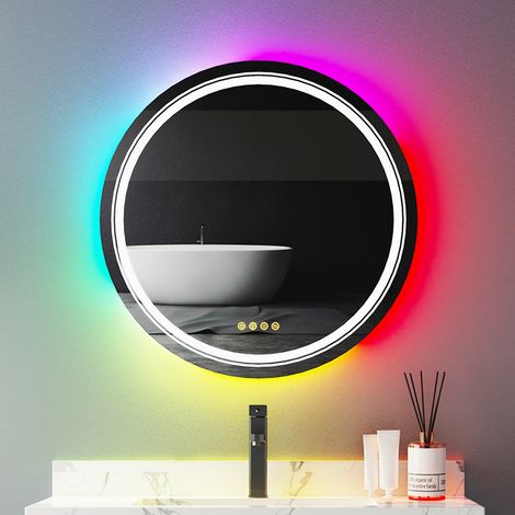 LUVODI Espejo baño Led Pared RGB 8 Colores Redondo Regulable, 600 x 600mm (1/5)