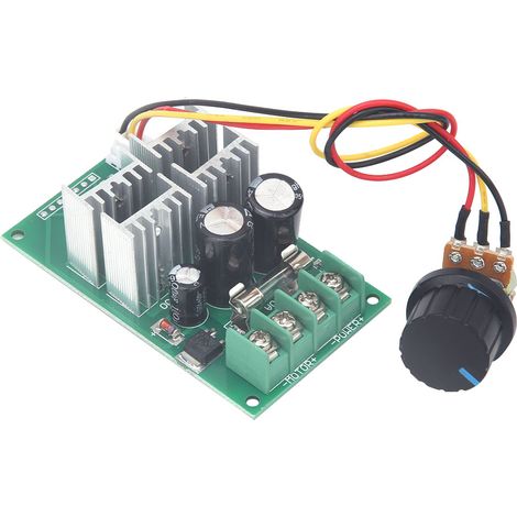 Contrôleur de vitesse pour moteur CC, PWM haute qualité, compatible avec la plage analogique des automates programmables, avec bouton, 6-60 V CC, 20 A (1/5)