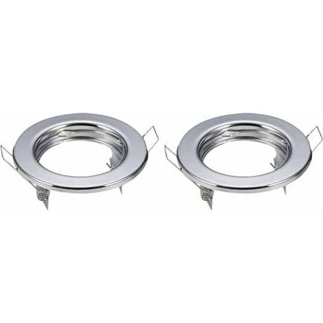 V-TAC VT-778-CH Support spot encastrable GU10 et GU5.3 rond couleur chrome boîte de 2 supports spot - 3586 (1/5)