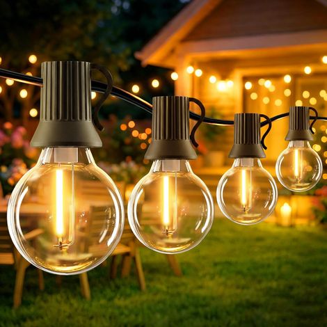 20 m Lichterkette für den Außenbereich – 27 G40-Glühbirnen – 8 Modi – Schutzart IP44 – Garten & Terrasse (1/5)