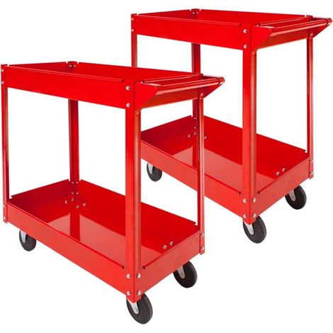 Lot de 2 Chariots ou Servantes d'atelier en métal, pratique 2 étagères (1/5)