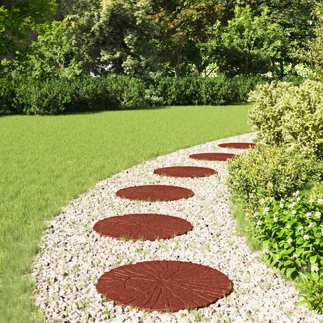 vidaXL  Stepping Stone  6 pcs Red Ø 45 x 1.8 cm Rubber