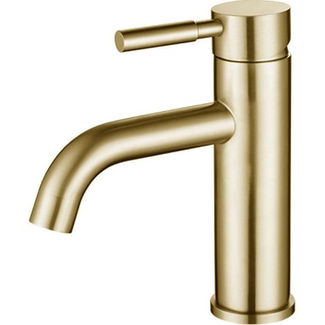 Robinet de salle de bain en or brossé, robinet de lavabo monotrou en acier inoxydable (or) (1/4)