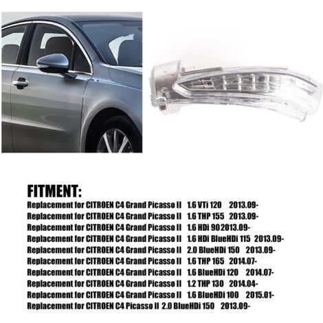 Intermitente de espejo lateral Aramox, luz de posición del espejo lateral compatible con PEUGEOT 508 CITROEN C4 DS5 OEM: 4068916 (izquierdo) (1/5)