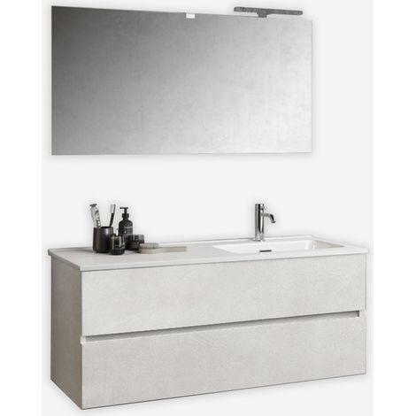 Mobile bagno sospeso con specchio e lavabo Orizon DX - Grigio chiaro